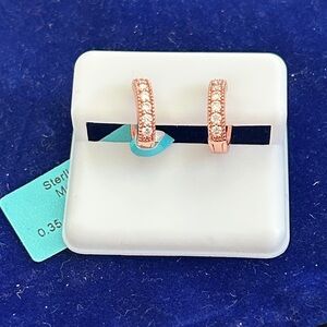 Moissanite‎ Diamond Rose Gold Huggie Earrings retail $249